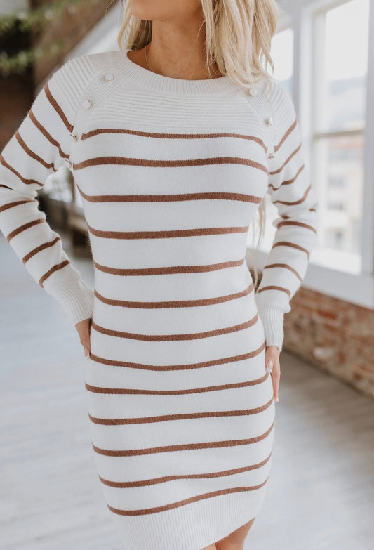 Say No More Striped Sweater Dress